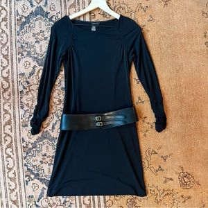 BCBG Max Azaria Belted Long Sleeve Dress S